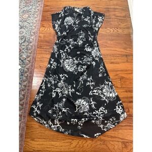 Jonathan Martin 90's/ y2k Black White Floral Paisley Midi Dress Womens 10